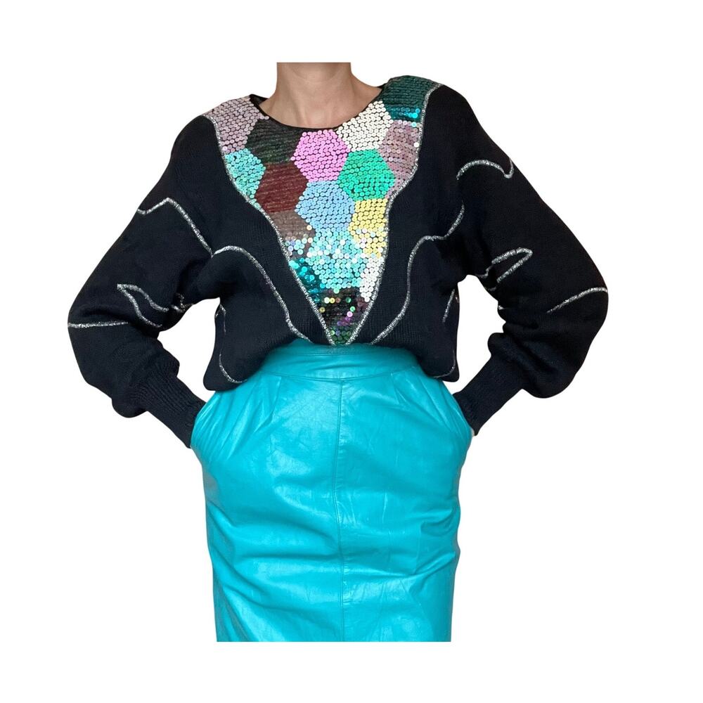 Vintage Bonnie Boerer Dolman Sleeve Sequin Sweater